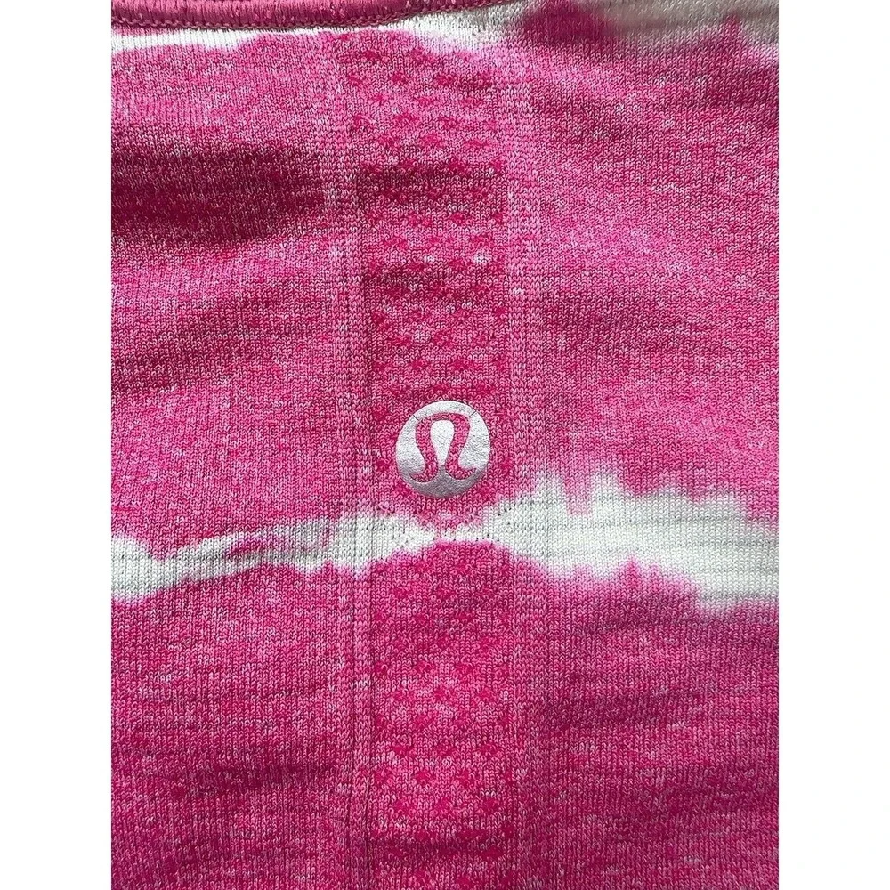 Lululemon Athletica Swiftly Tech Fuschia Pinkish White Tie Dye Shirt 6